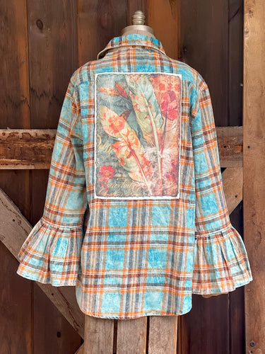 BIRDS OF A FEATHER Flared Sleeve Flannel